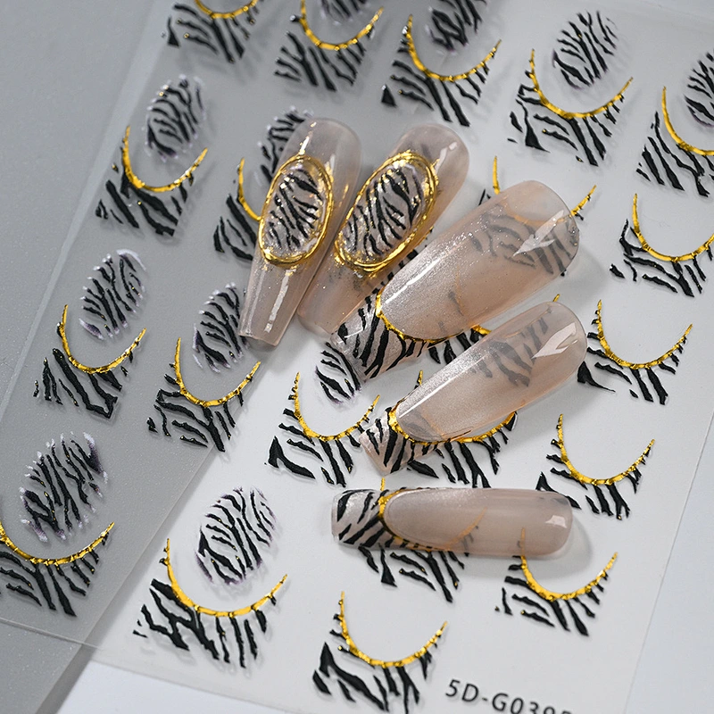 Marble leopard French Nail Stickers